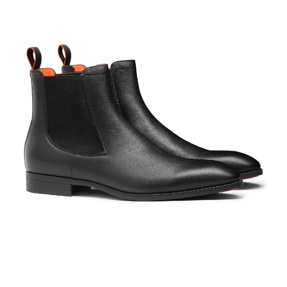 Santoni Stivaletto chelsea da uomo in pelle nera In Saldo