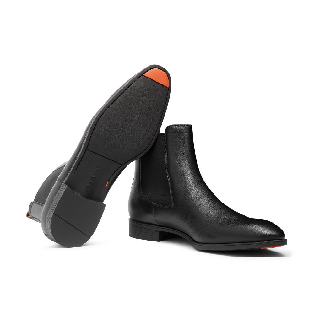 Santoni Stivaletto chelsea da uomo in pelle nera In Saldo