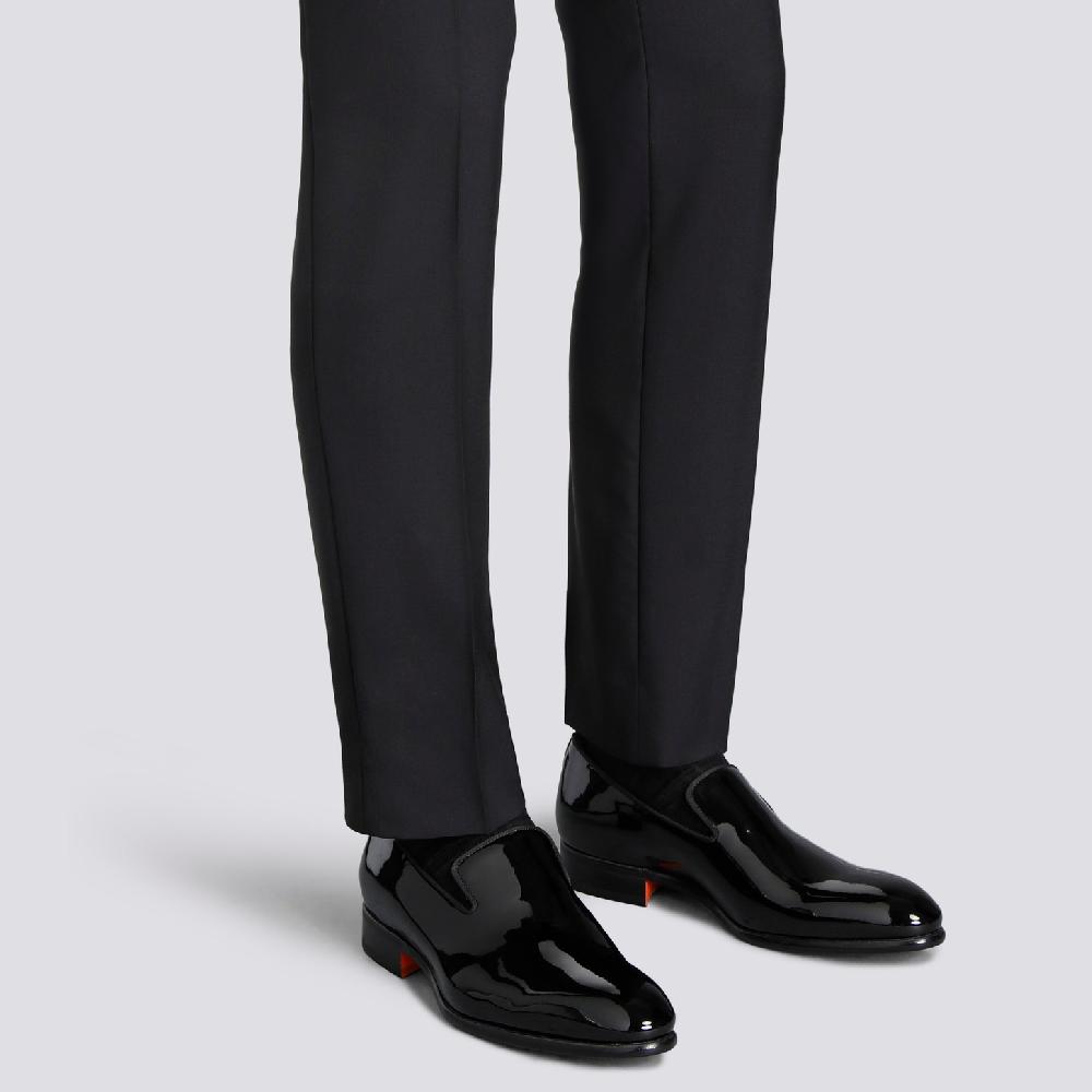 Santoni Mocassino da uomo in vernice nera Moda