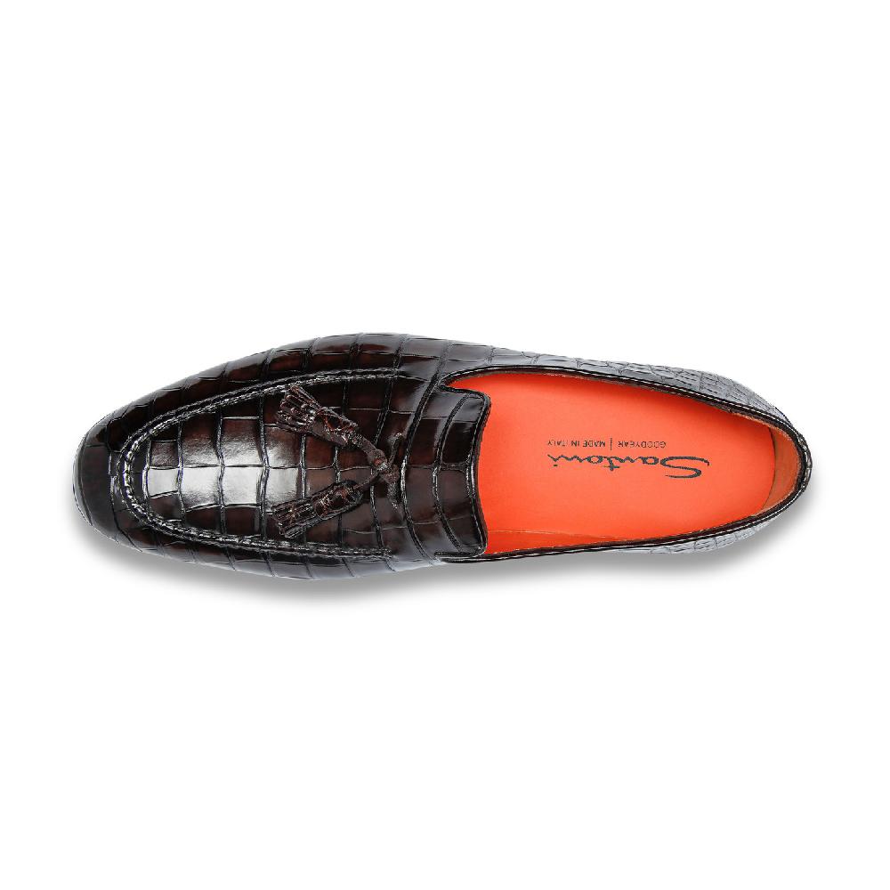 Santoni Mocassino con nappe da uomo in alligatore testa di moro Italia