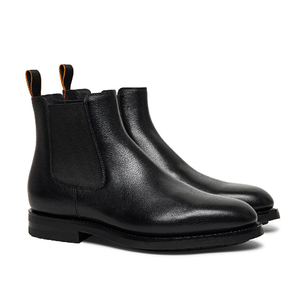 Santoni Stivaletto chelsea da uomo in pelle anticata nera 2025