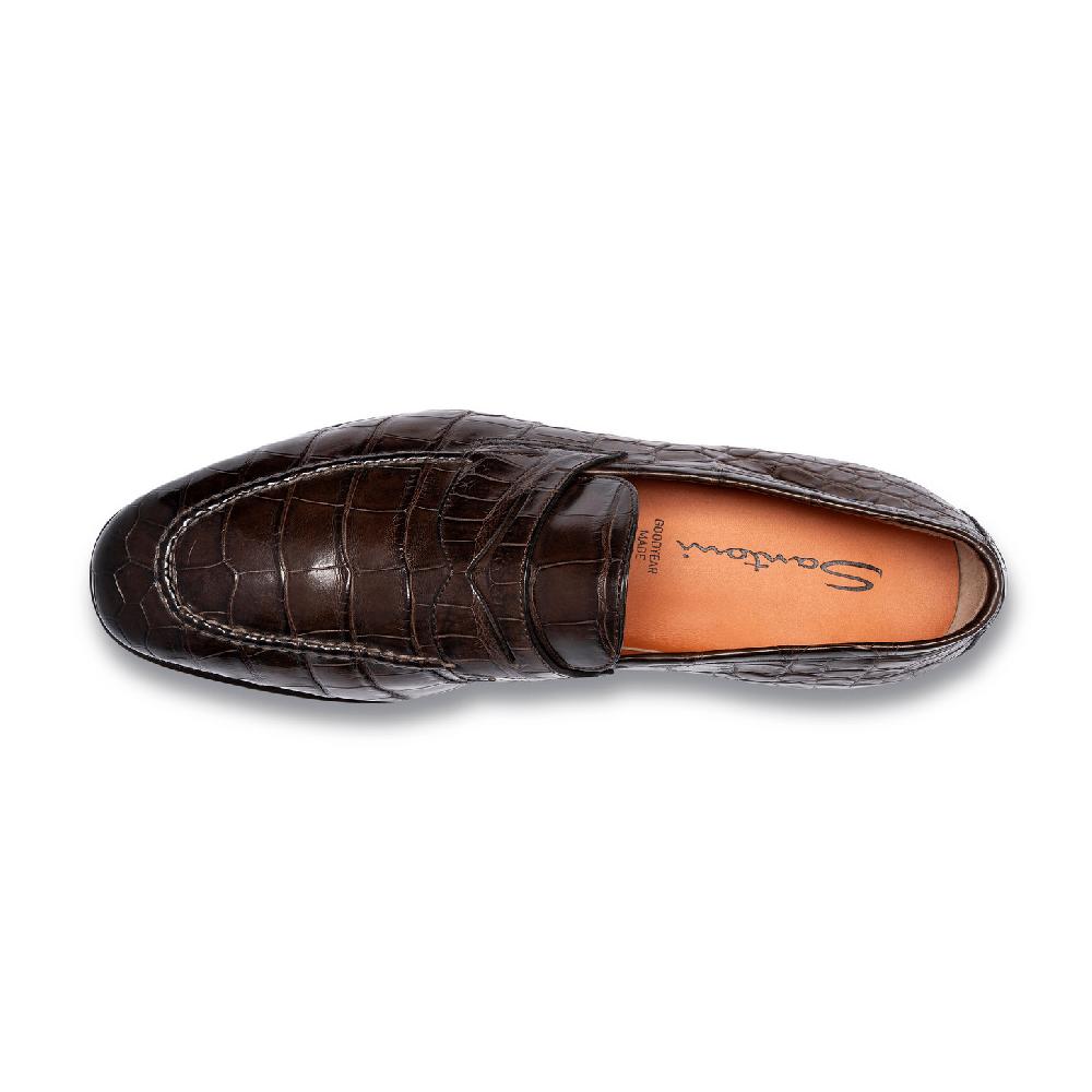 Santoni Mocassino penny da uomo in alligatore testa di moro Qualità