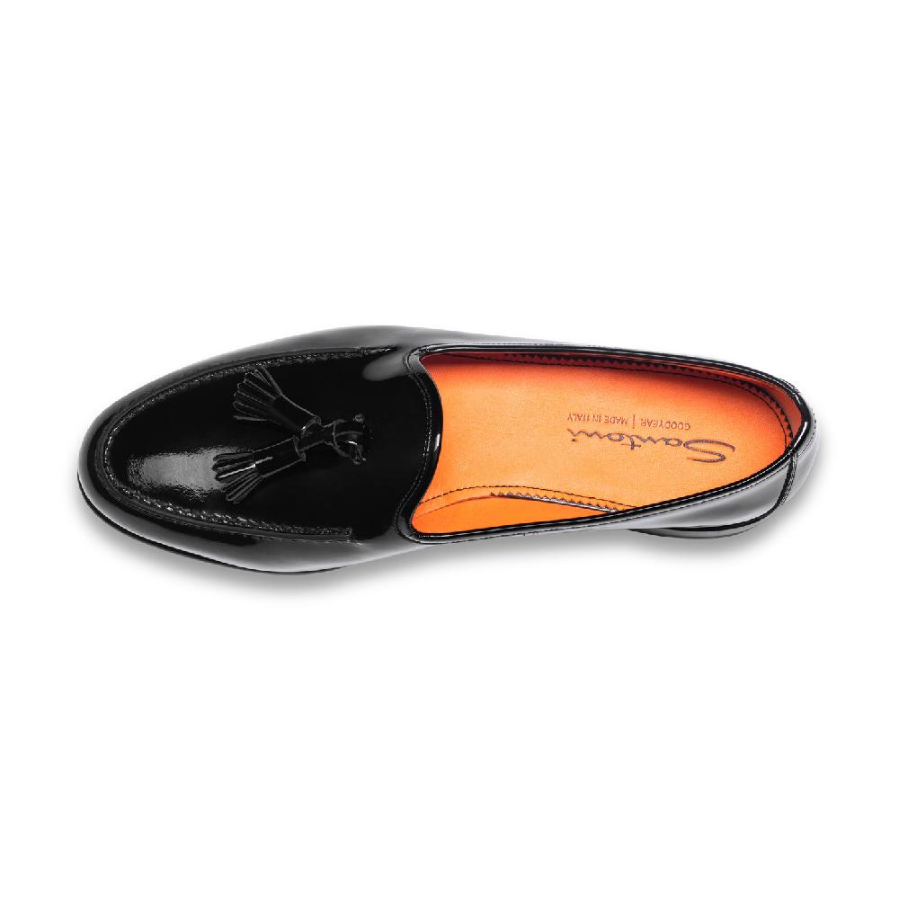 Santoni Mocassino Andrea con nappe da uomo in vernice nera Promozione