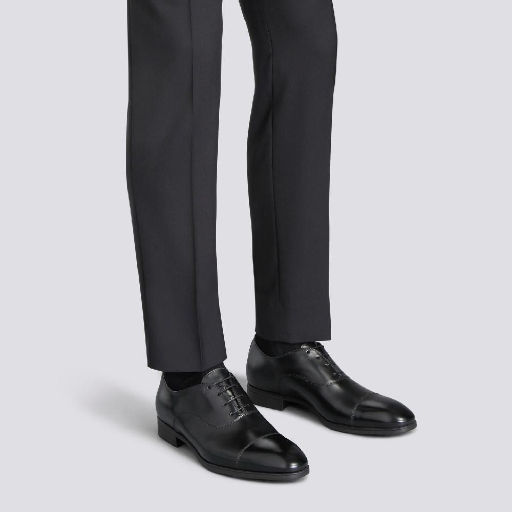 Santoni Stringata oxford da uomo in pelle nera Spedizione Gratuita