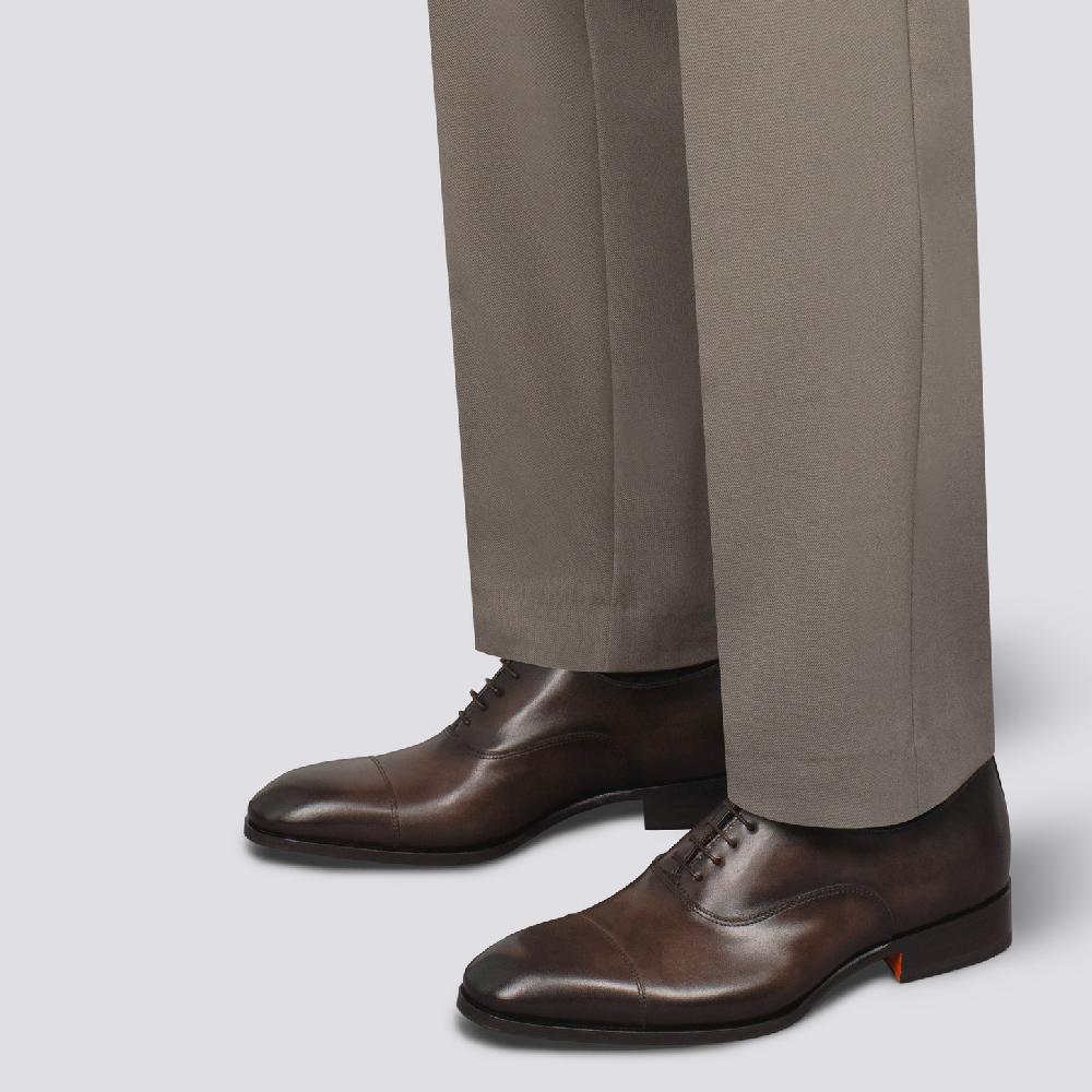 Santoni Stringata oxford da uomo in pelle anticata marrone Promozione Limitata