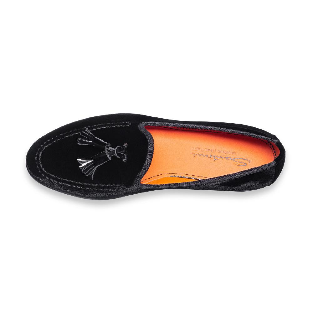 Santoni Mocassino Andrea con nappe da uomo in velluto nero Fino Al -60%