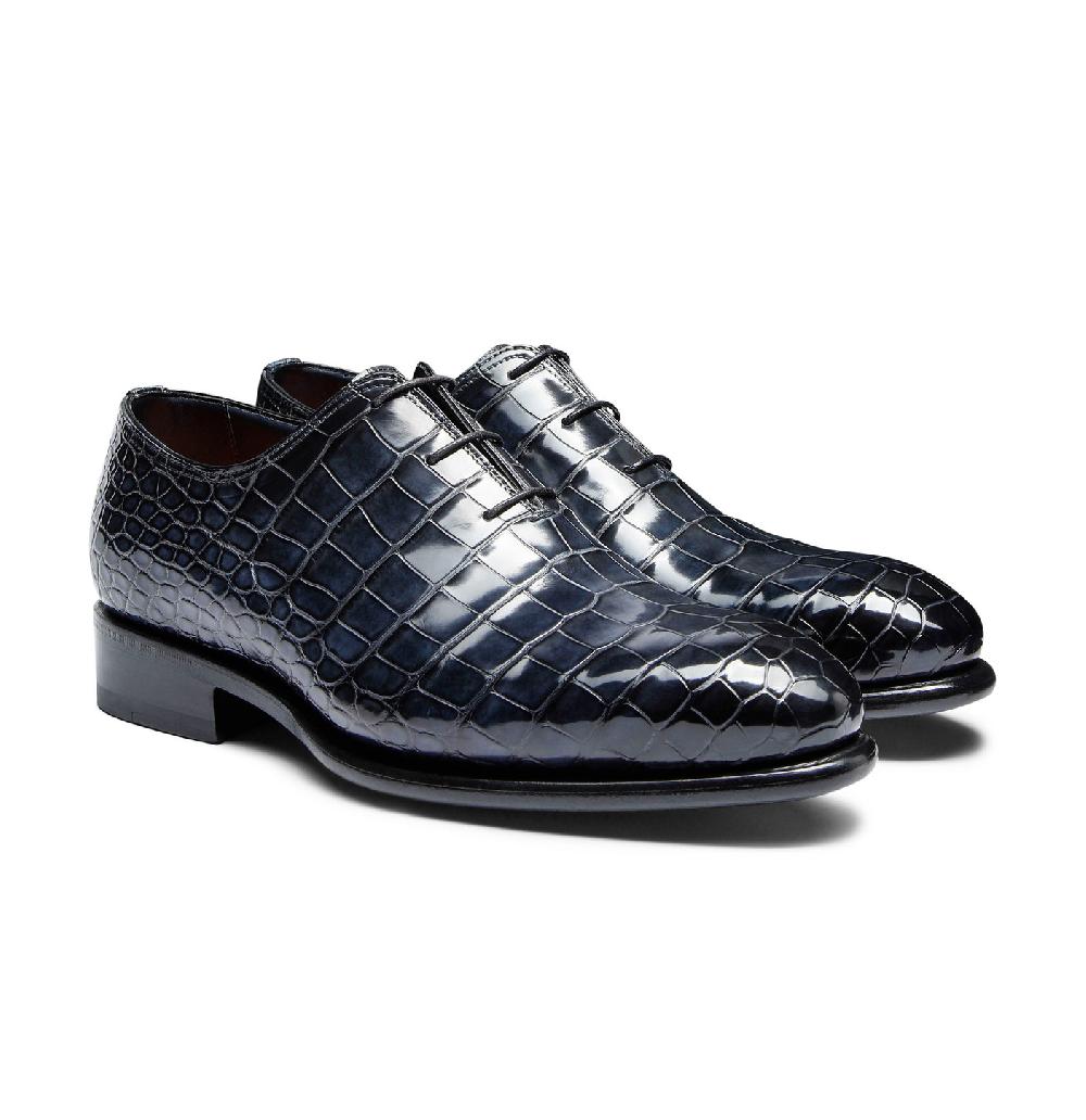 Santoni Stringata oxford da uomo in alligatore blu Affare Del Giorno