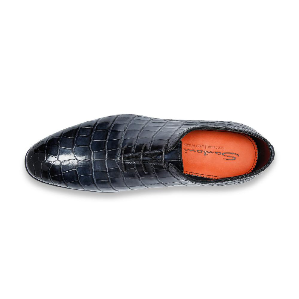 Santoni Stringata oxford da uomo in alligatore blu Affare Del Giorno