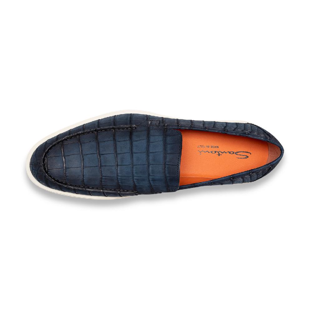 Santoni Mocassino da uomo in alligatore blu Convenienza
