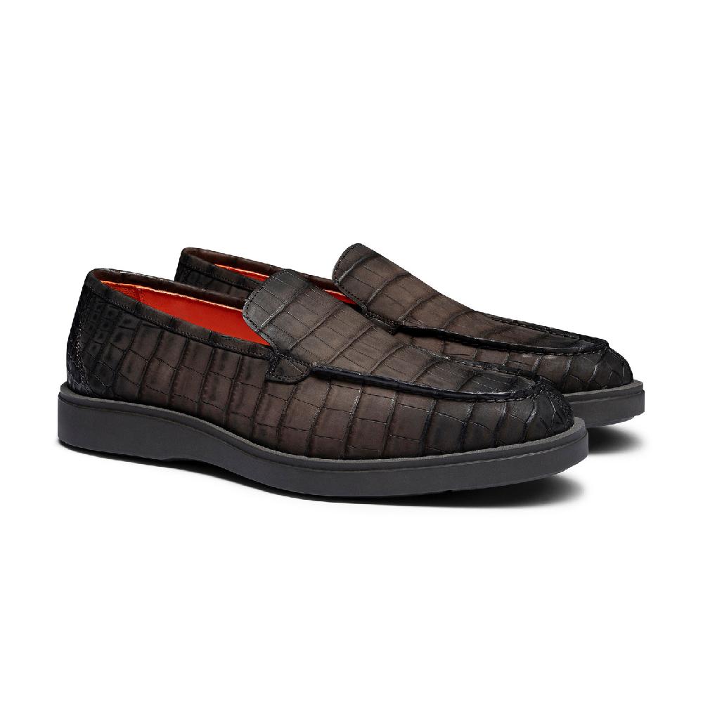 Santoni Mocassino da uomo in alligatore testa di moro Novità