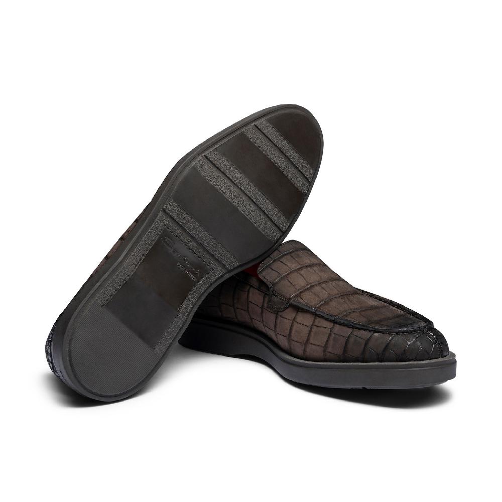 Santoni Mocassino da uomo in alligatore testa di moro Novità