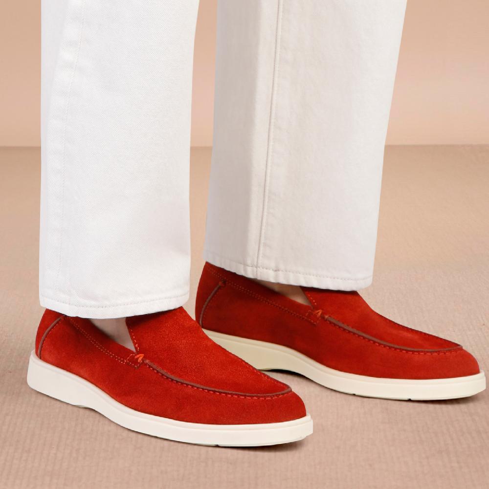Santoni Mocassino da uomo in suede arancione Presa