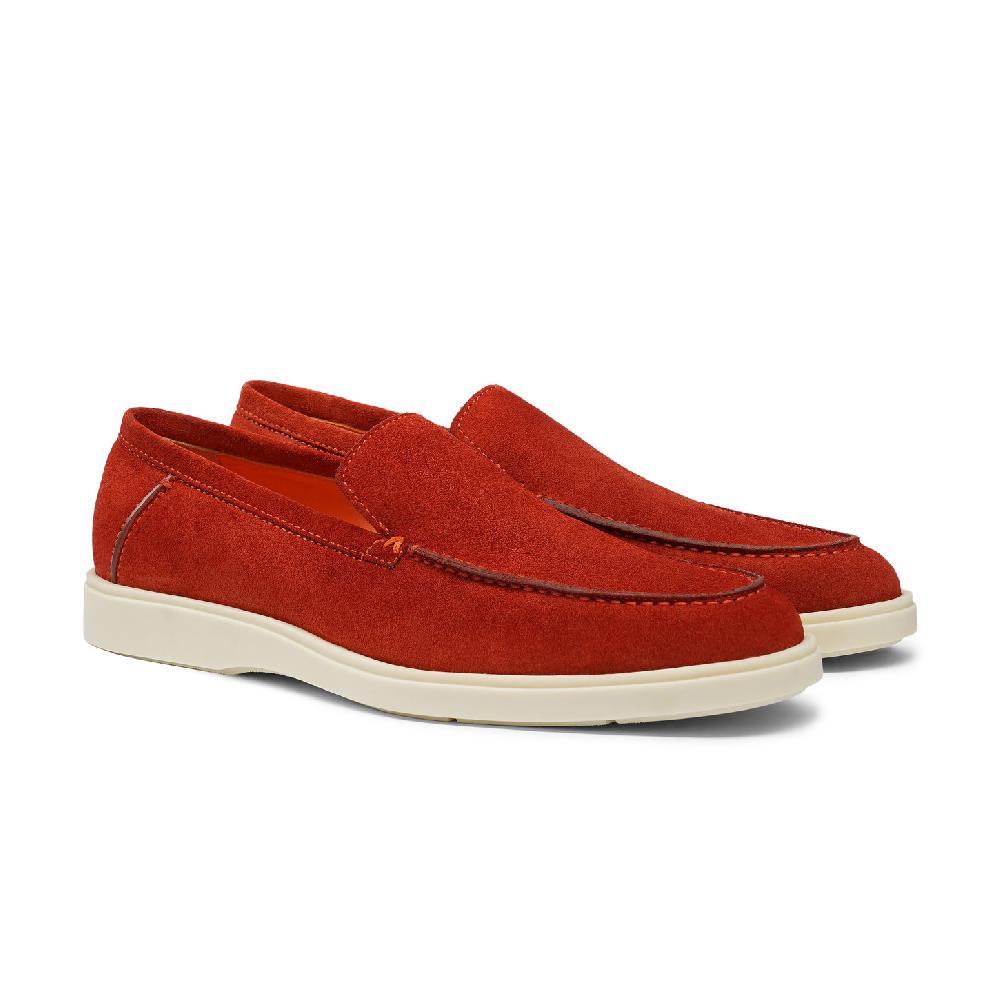 Santoni Mocassino da uomo in suede arancione Presa