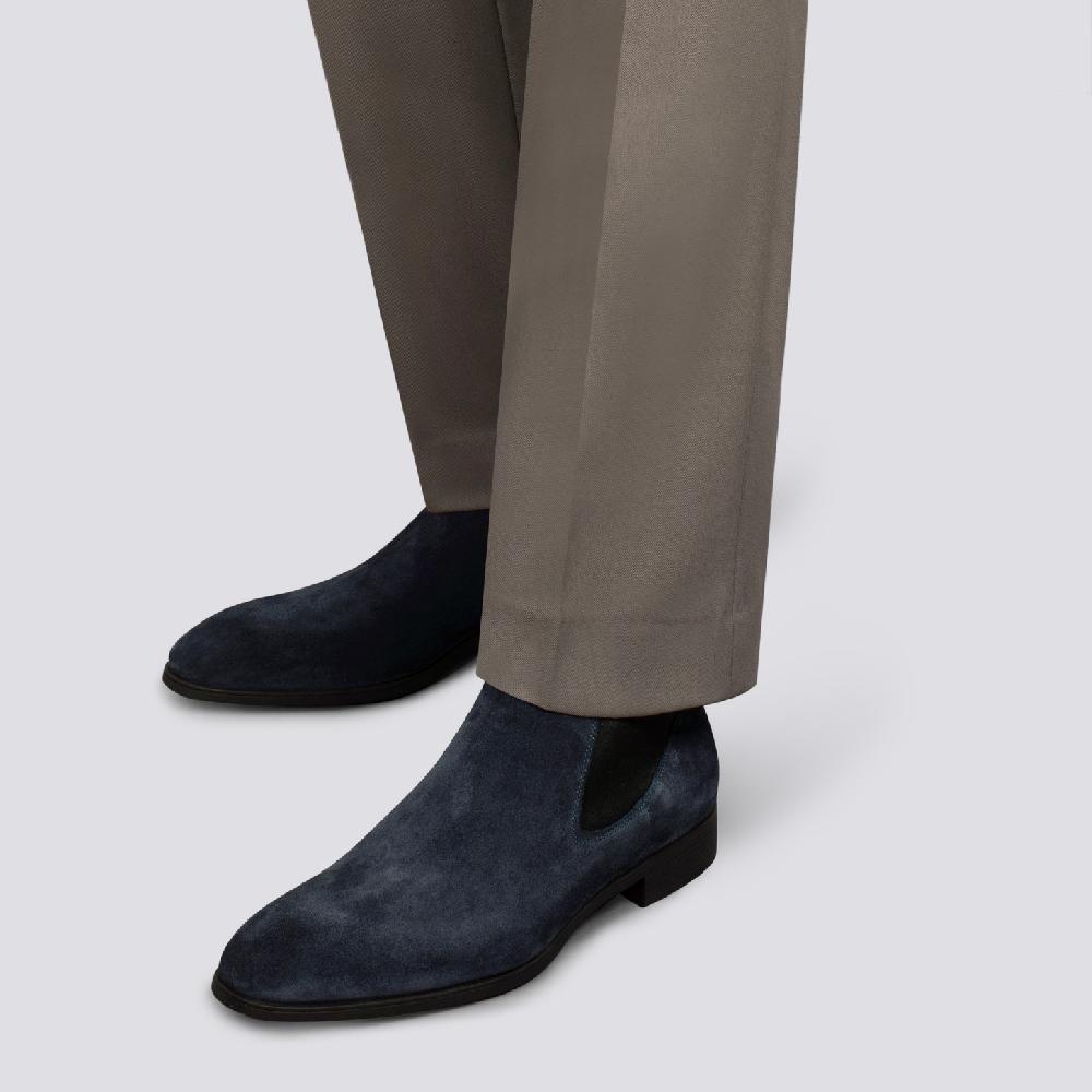 Santoni Stivaletto chelsea da uomo in suede blu In Vendita