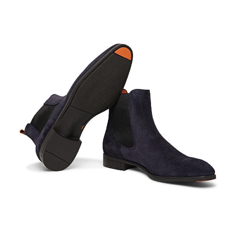 Santoni Stivaletto chelsea da uomo in suede blu In Vendita