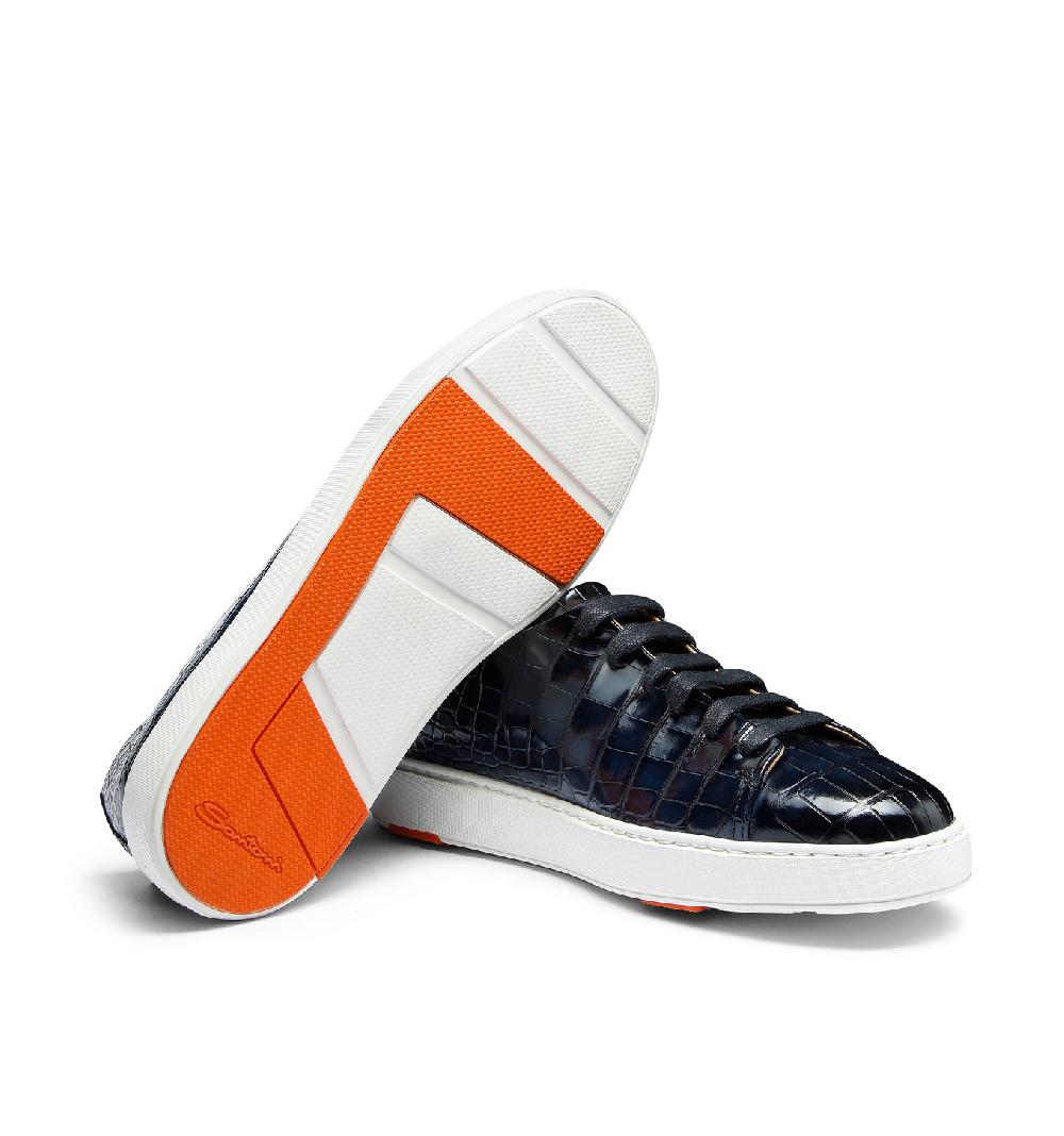Santoni Sneaker da uomo in alligatore blu Vendita Calda