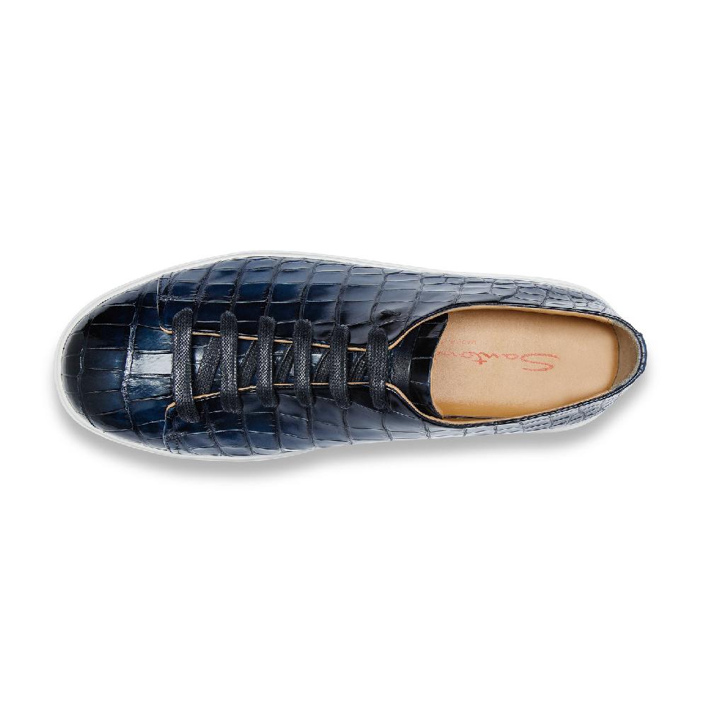 Santoni Sneaker da uomo in alligatore blu Vendita Calda