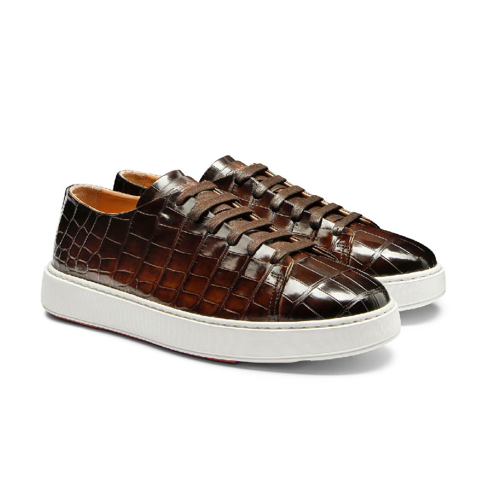 Santoni Sneaker da uomo in alligatore testa di moro Vendita Economica