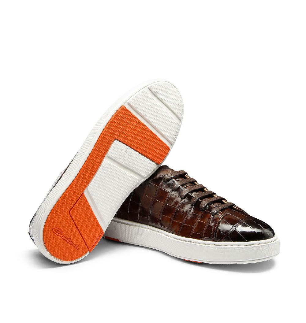 Santoni Sneaker da uomo in alligatore testa di moro Vendita Economica