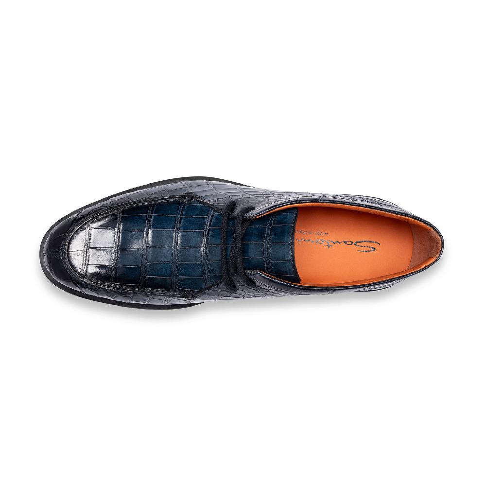 Santoni Stivaletto desert da uomo in alligatore blu I Più Venduti