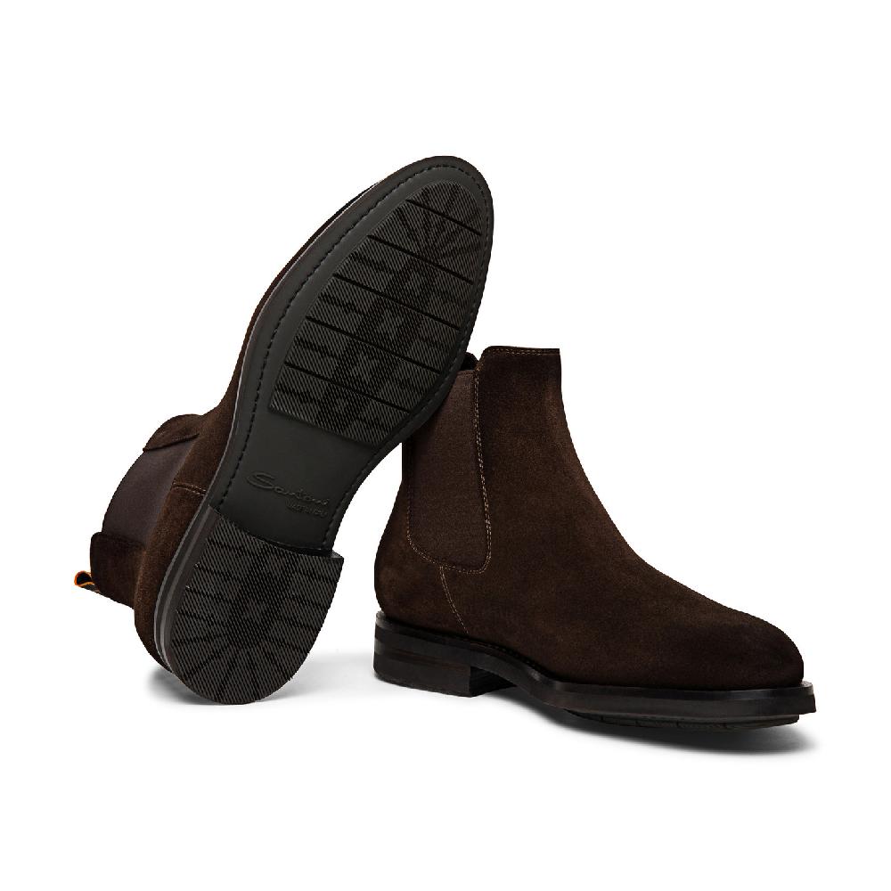 Santoni Stivaletto chelsea da uomo in suede marrone In Saldo
