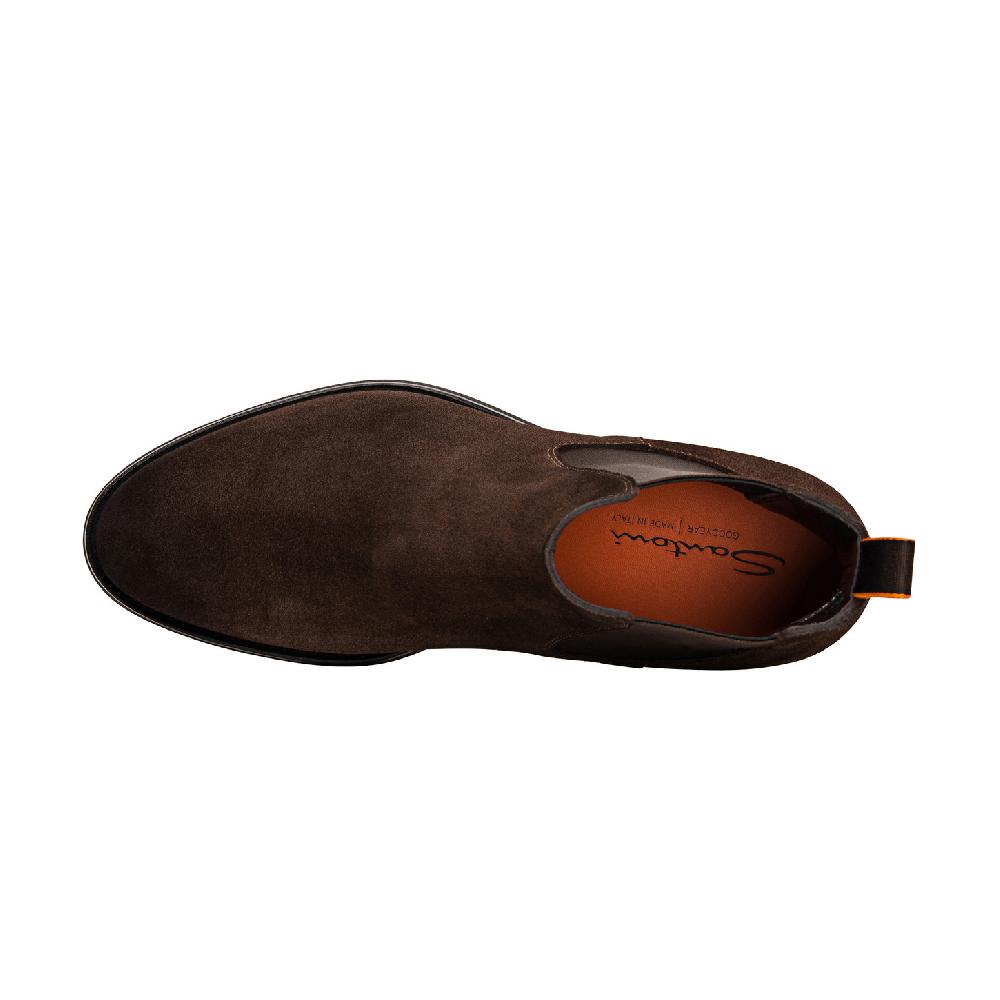 Santoni Stivaletto chelsea da uomo in suede marrone In Saldo