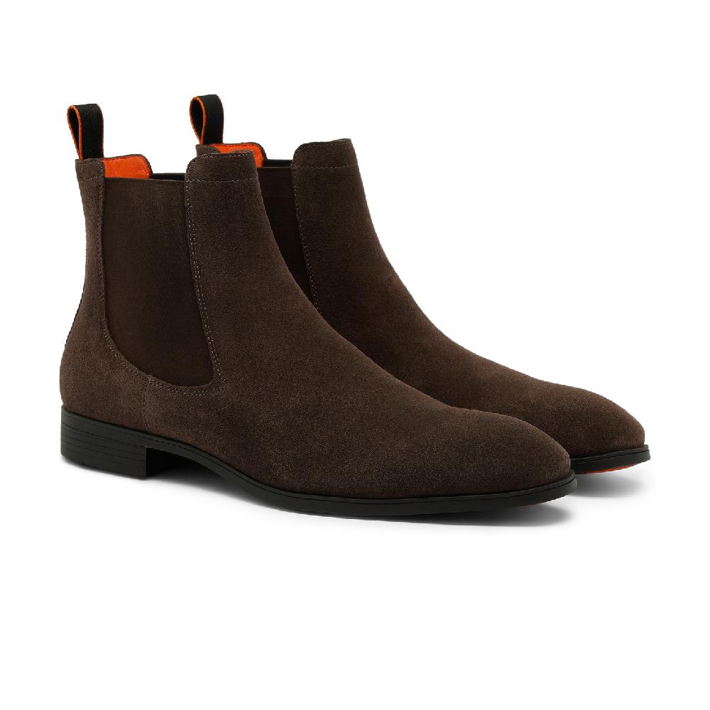 Santoni Stivaletto chelsea da uomo in suede marrone Italy