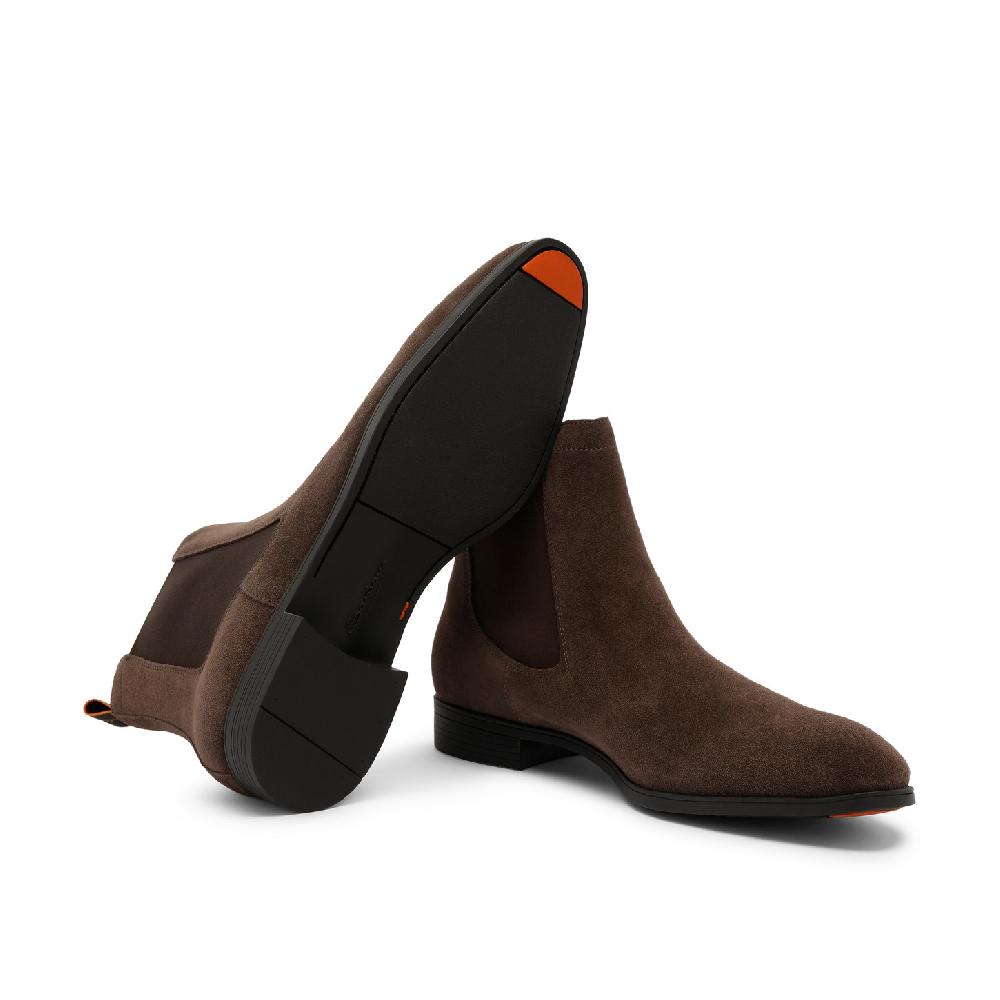 Santoni Stivaletto chelsea da uomo in suede marrone Italy