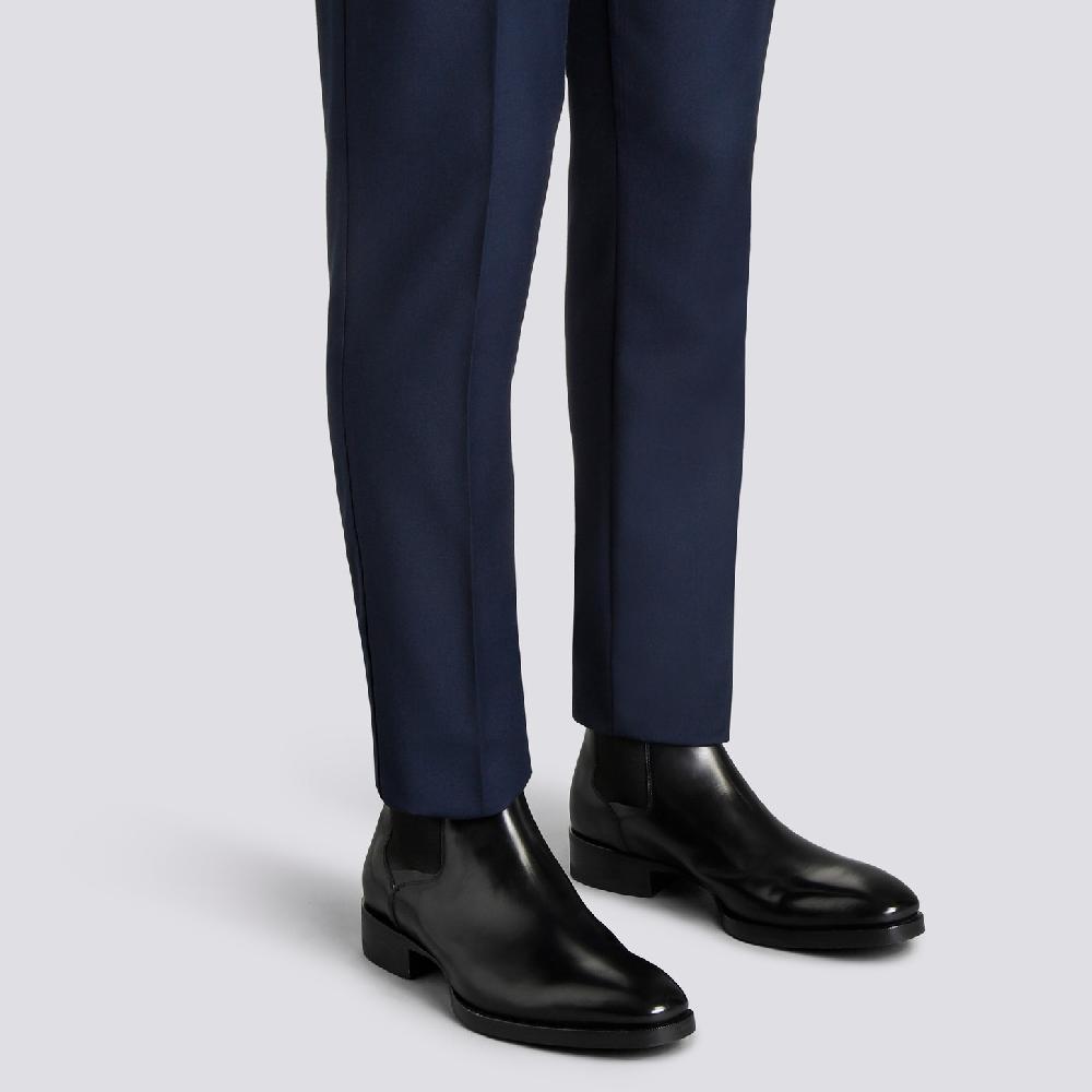 Santoni Stivaletto chelsea da uomo in pelle anticata nera Spedizione Gratuita