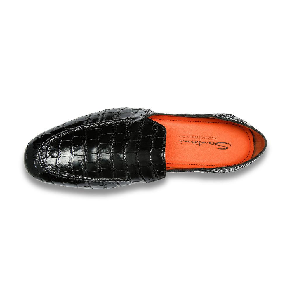 Santoni Mocassino da uomo in alligatore grigio Qualità Garantita