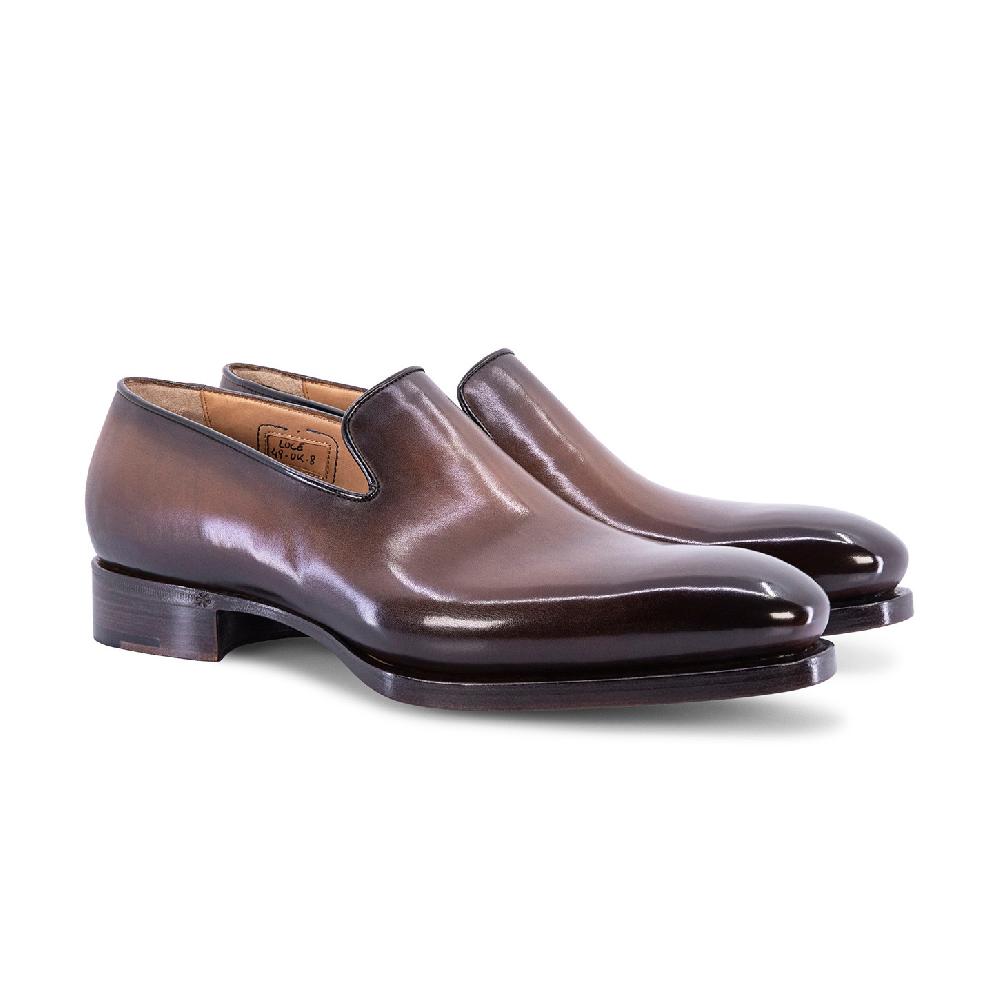 Santoni Mocassino Uniqua da uomo in pelle anticata marrone Negozi Online