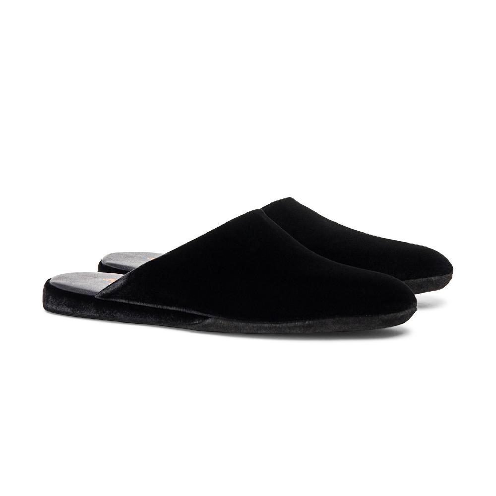 Santoni Pantofola da uomo in velluto nero Acquista Ora