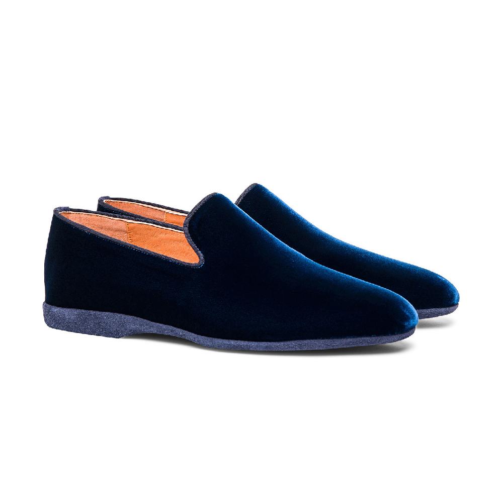 Santoni Pantofola da uomo in velluto blu Consegna Veloce