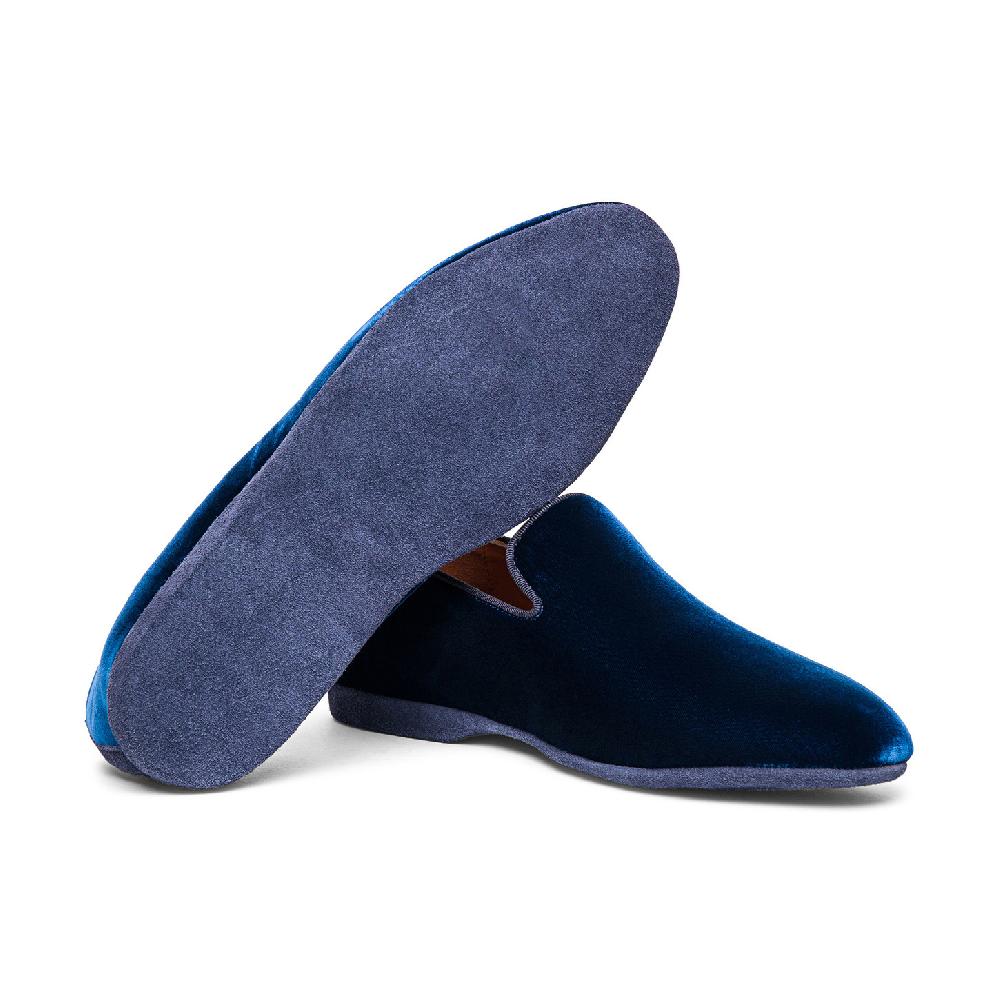 Santoni Pantofola da uomo in velluto blu Consegna Veloce