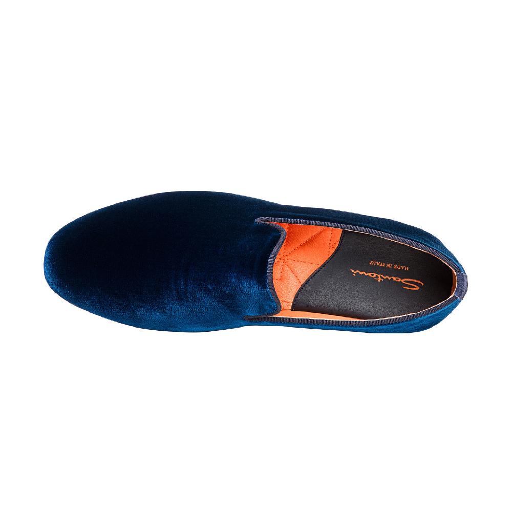 Santoni Pantofola da uomo in velluto blu Consegna Veloce