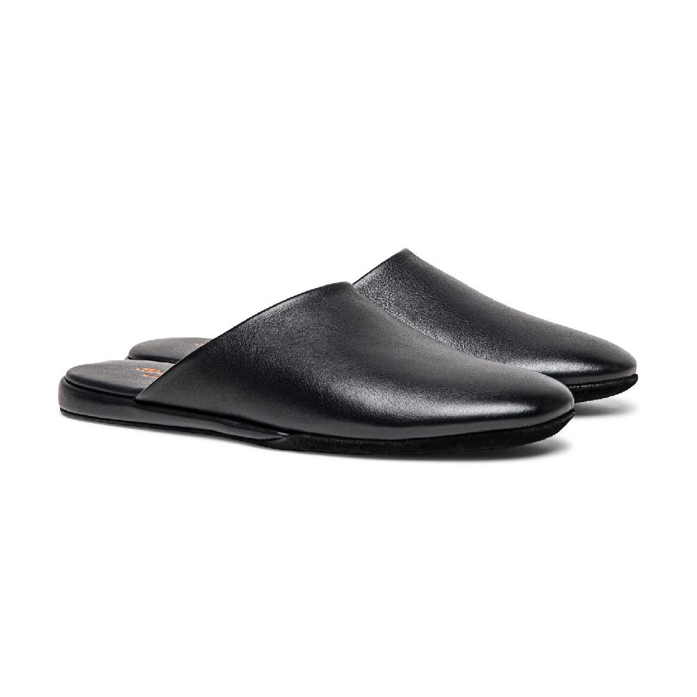 Santoni Pantofola da uomo in pelle nera Promozione Limitata