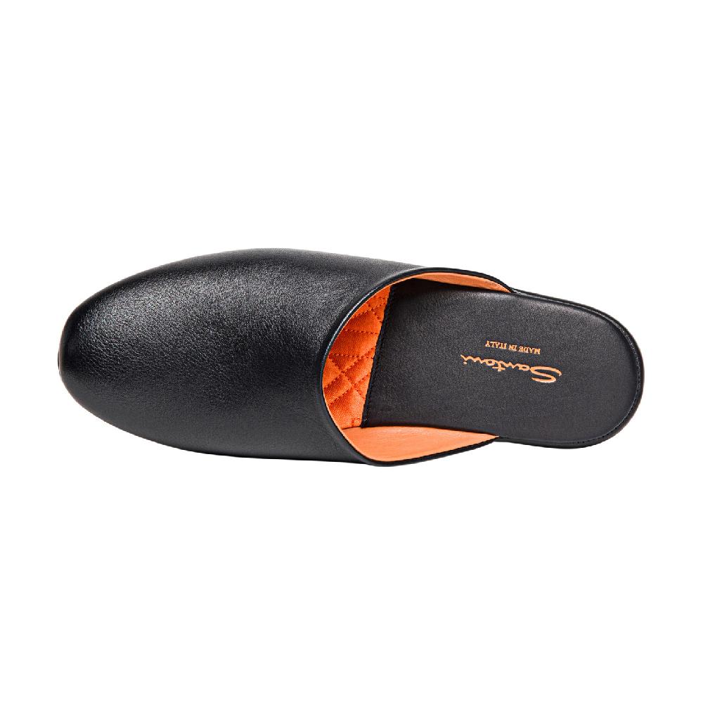 Santoni Pantofola da uomo in pelle nera Promozione Limitata