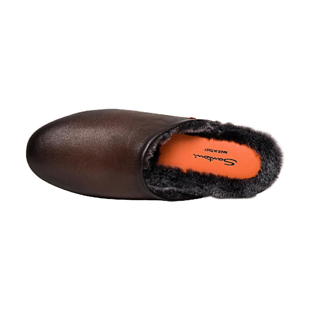 Santoni Pantofola da uomo in pelle anticata marrone Discount Store per i nuovi prodotti