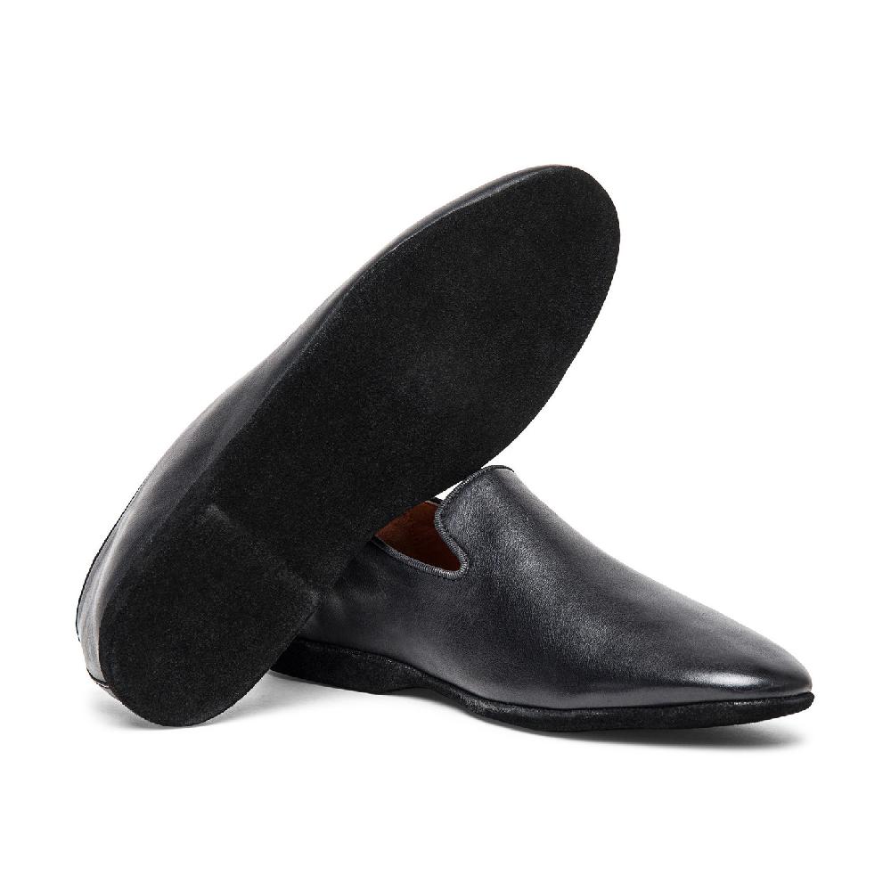 Santoni Pantofola da uomo in pelle nera Shopping Online
