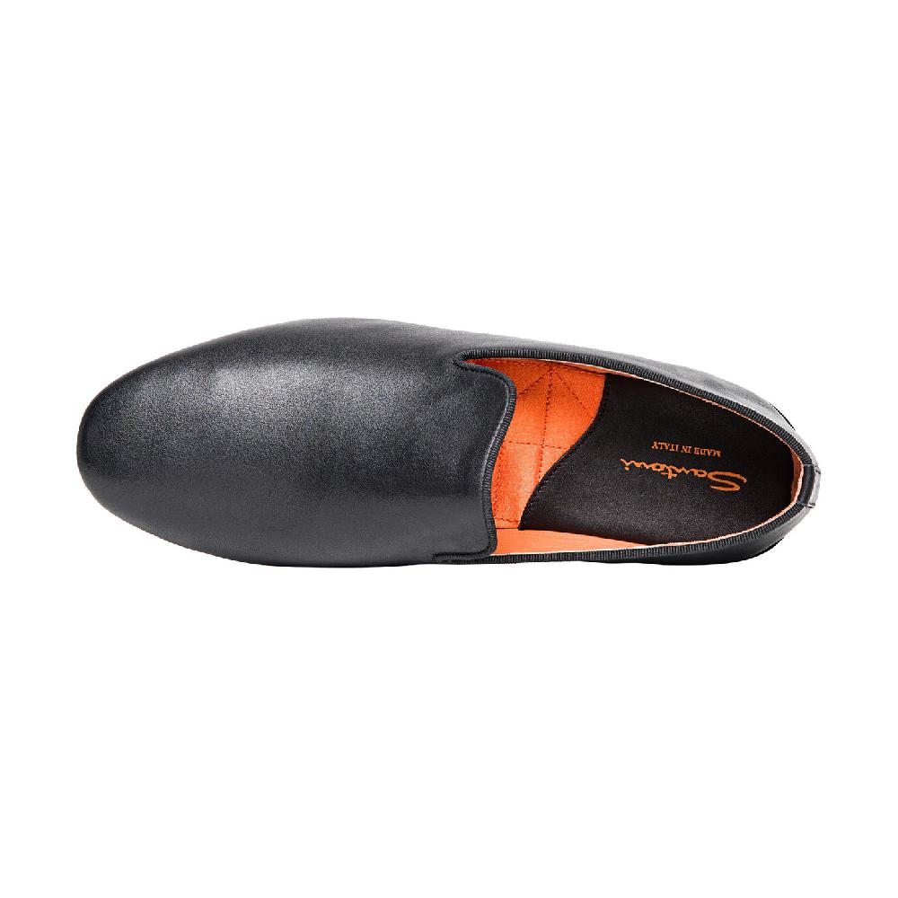 Santoni Pantofola da uomo in pelle nera Shopping Online