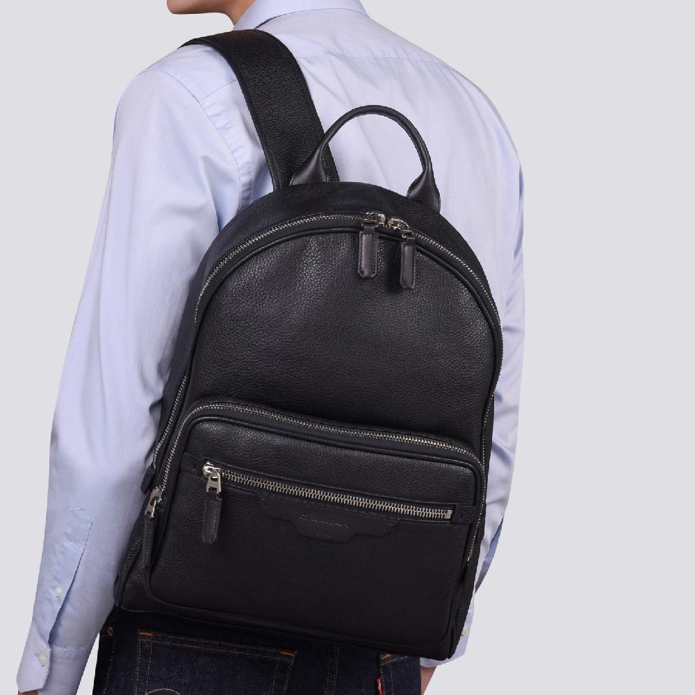 Santoni Zaino in pelle bottalata nera Convenienza