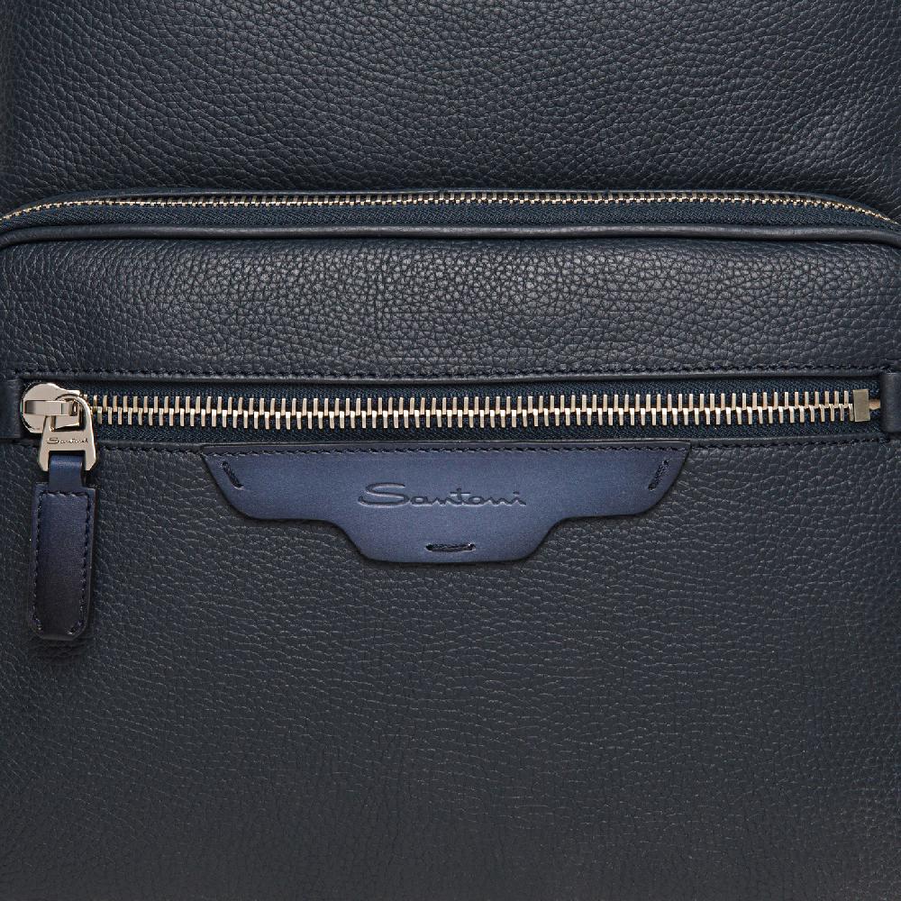 Santoni Zaino in pelle bottalata blu Novità