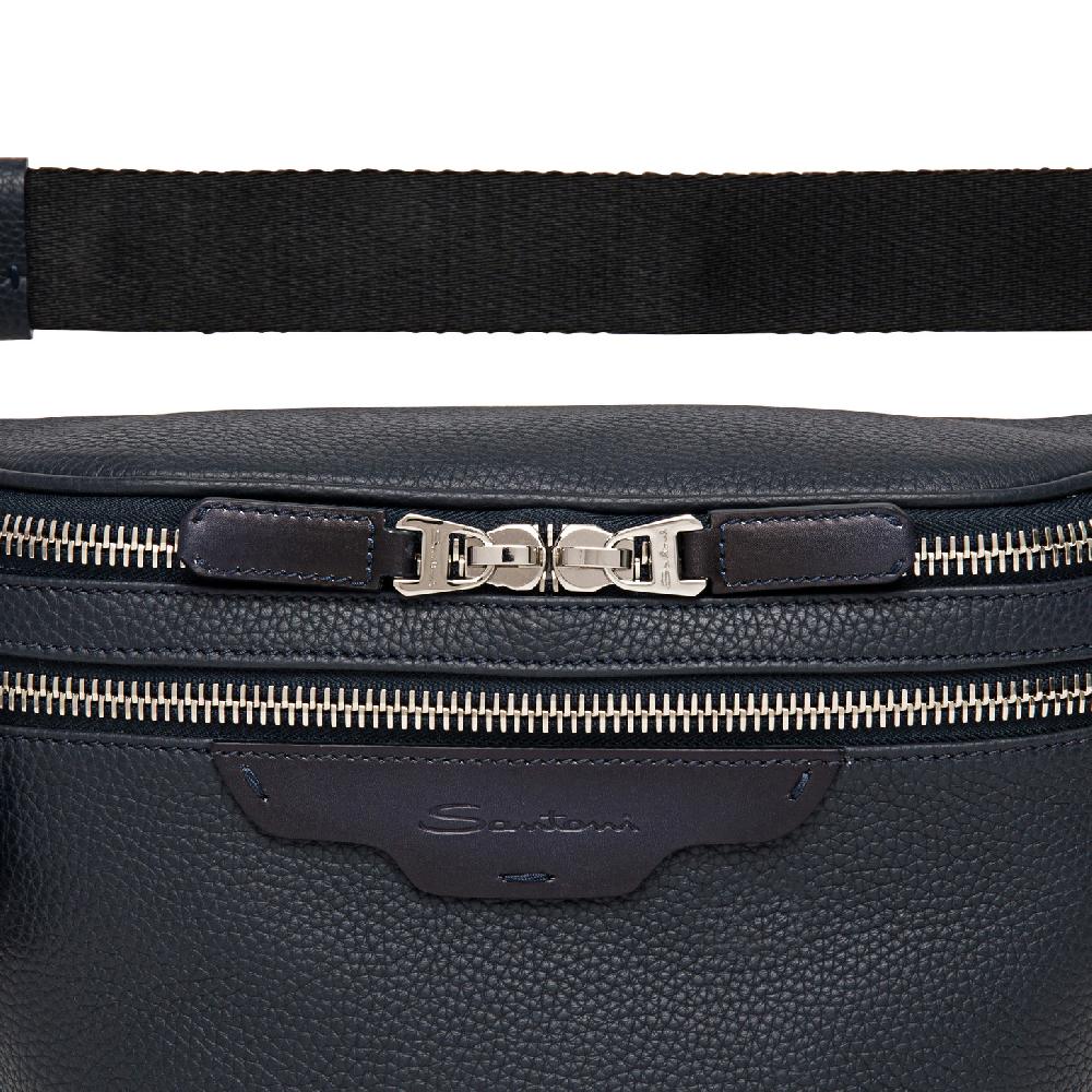 Santoni Marsupio in pelle bottalata blu Sconto