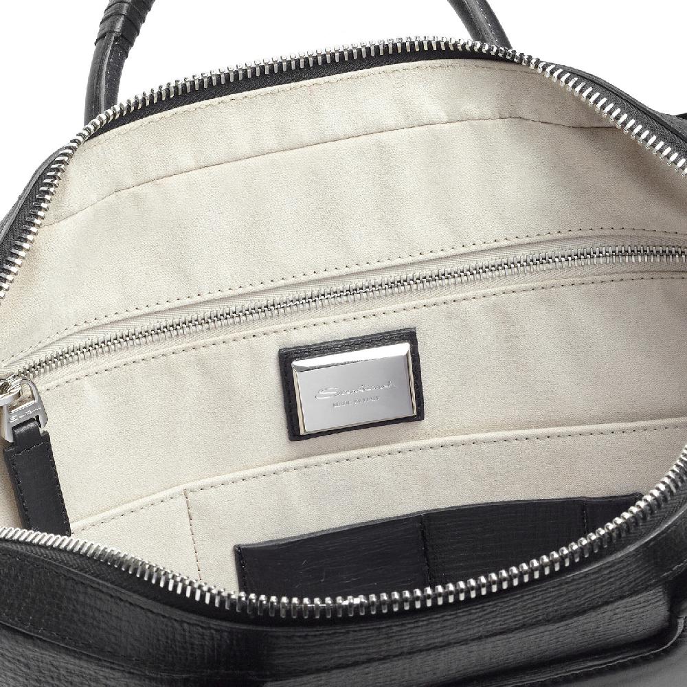 Santoni Briefcase in pelle stampata nera Economico
