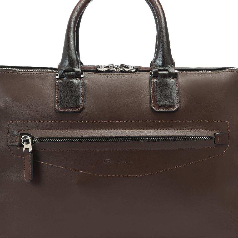 Santoni Borsa porta pc in pelle marrone Online