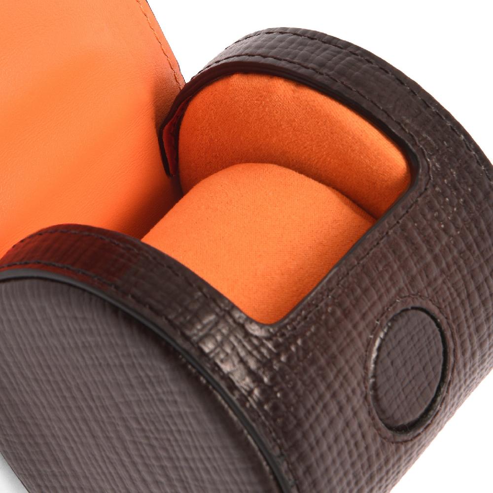Santoni Custodia portaorologi piccola in pelle stampata marrone Sconti questo mese