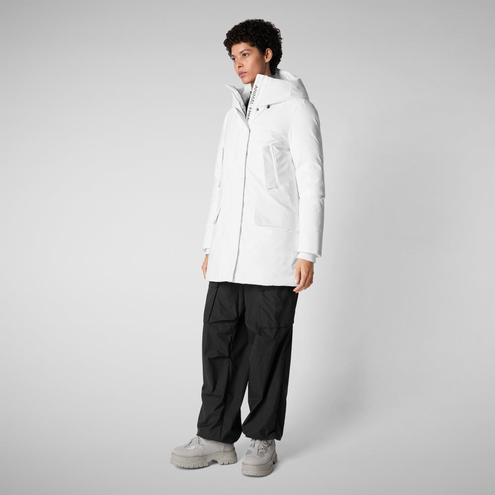 Save the duck PARKA DONNA CON CAPPUCCIO SOLEIL WHITE Shopping Online