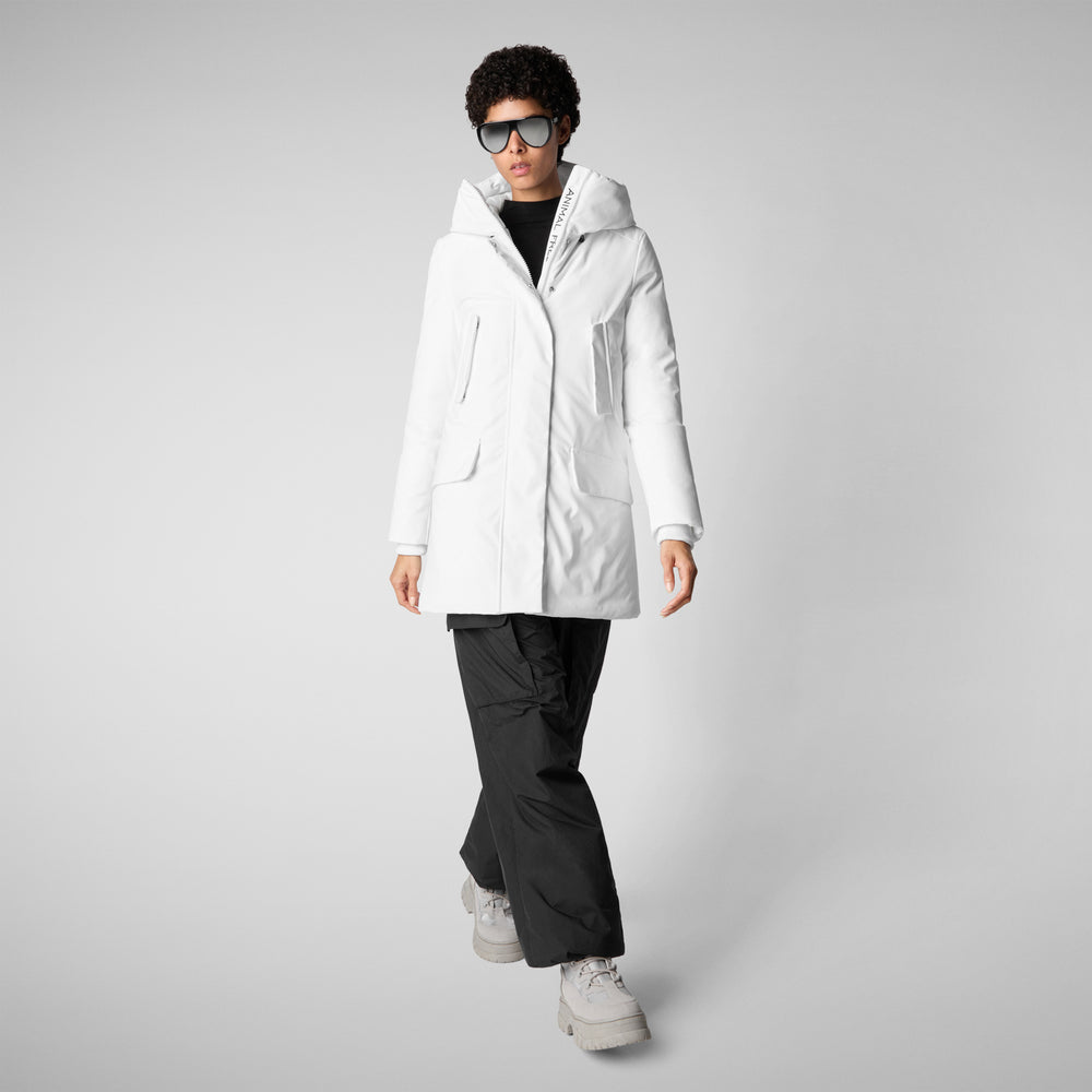 Save the duck PARKA DONNA CON CAPPUCCIO SOLEIL WHITE Shopping Online