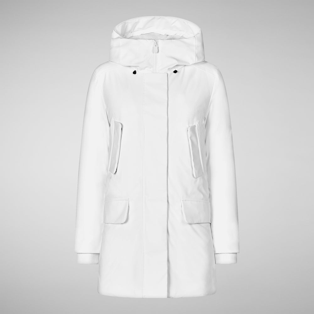 Save the duck PARKA DONNA CON CAPPUCCIO SOLEIL WHITE Shopping Online