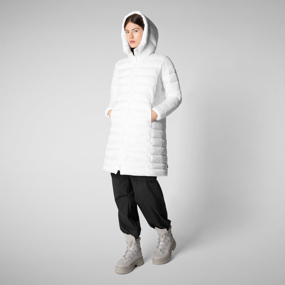 Save the duck PIUMINO ANIMAL FREE CON CAPPUCCIO DONNA SAFFRON BIANCO Prezzo Ridotto